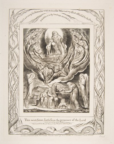 Satan geht aus der Gegenwart des Herrn, aus Illustrationen zum Buch Hiob, 1825-26 von William Blake