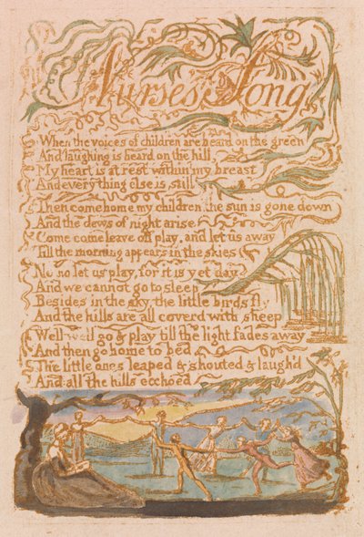 Lieder der Unschuld, Platte 22, Lied der Amme (Bentley 38) von William Blake