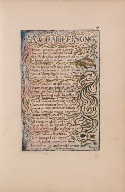 Lieder der Unschuld und Erfahrung, Platte 16, Ein Wiegenlied (Bentley 16) von William Blake