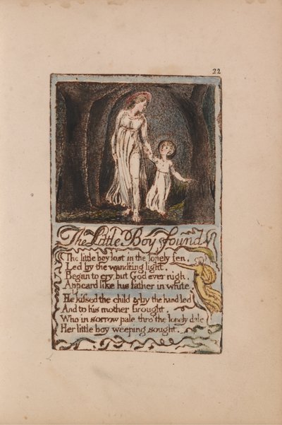 Lieder der Unschuld und der Erfahrung, Tafel 22, Der gefundene kleine Junge (Bentley 14) von William Blake