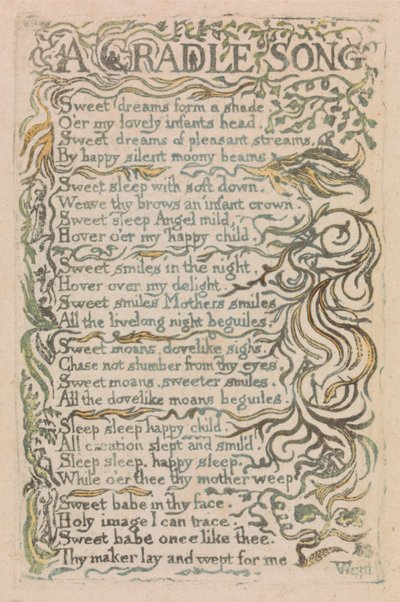 Lieder der Unschuld und Erfahrung, Tafel 26, Ein Wiegenlied (Bentley 16) von William Blake