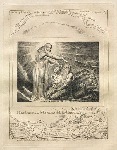 Das Buch Hiob: Pl. 17, Ich habe dich mit dem Hören des Ohres gehört, aber jetzt sieht mein Auge dich von William Blake