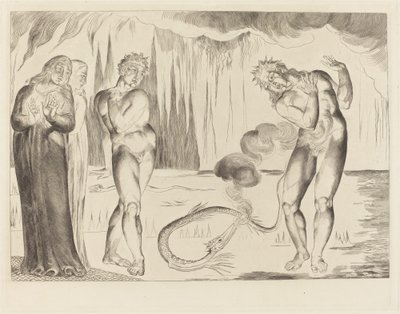 Der Kreis der Diebe; Buoso Donati wird von der Schlange angegriffen von William Blake