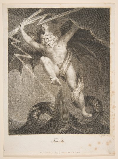Tornado-Zeus kämpft gegen Typhon Erasmus Darwin, Der Botanische Garten, 1. August 1795 von William Blake