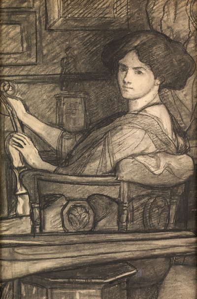 Lena, die Tochter des Künstlers, mit einer Geige von William Blake Richmond