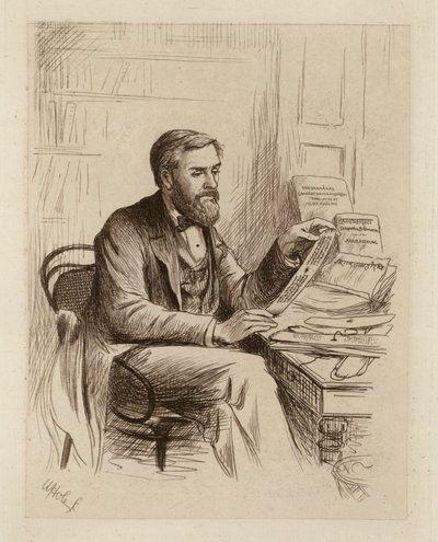 Julius Eggeling, Professor für Sanskrit und Vergleichende Philologie (Gravur) von William Brassey (after) Hole