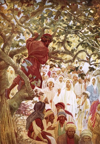 Jesus ruft den Zöllner Zachäus, ihn in seinem Haus zu bewirten von William Brassey Hole