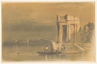 Tempelruinen an einem See in einer italienischen Landschaft von Clarkson Frederick Stanfield