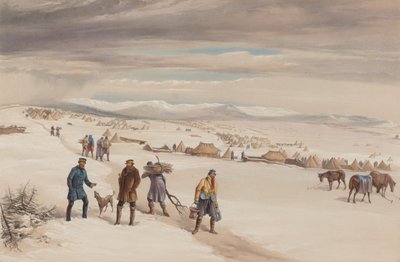 Das Lager der zweiten Division, Blick nach Osten. Januar 1855 von William Crimea Simpson
