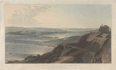 Blick auf die Stadt und einen Teil des Hafens von Falmouth vom Pendennis Castle, Cornwall von William Daniell