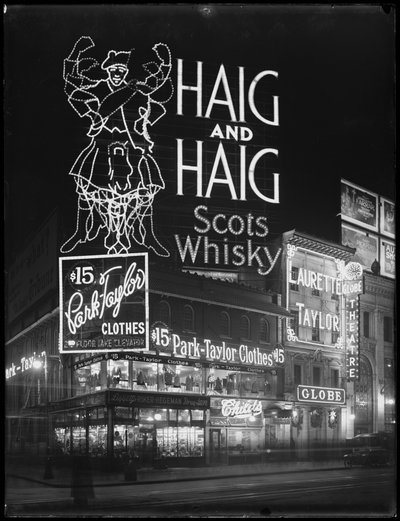 Beleuchtetes Schild für Haig und Haig Whiskey, New York City, 6. Januar 1917 von William Davis Hassler