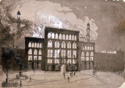 Feuer im Alhambra-Theater, Leicester Square, London, 1882-1883 von William Dickes