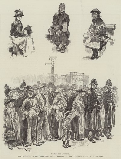 Die Not im East-End, große Versammlung in der Assembly Hall, Mile-End-Road von William Douglas Almond