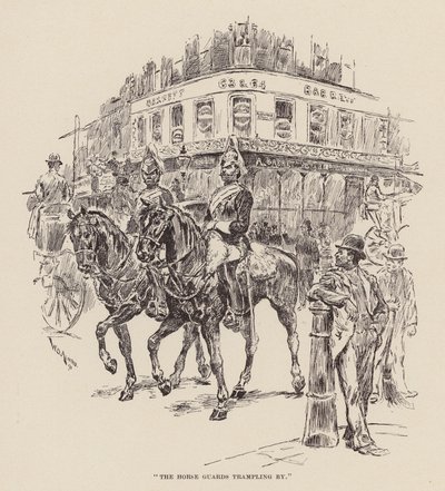 "Die Pferdewachen trampeln vorbei" (Gravur) von William Douglas Almond