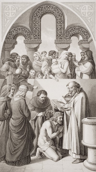 Die Taufe von König Ethelbert von Kent durch St. Augustine in Canterbury im Jahr 597, aus 