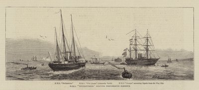 HMS Enchantress verlässt den Hafen von Portsmouth von William Edward Atkins