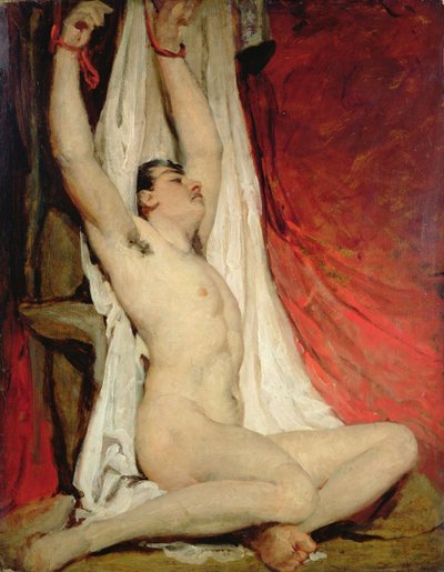 Männlicher Akt, mit erhobenen Armen von William Etty
