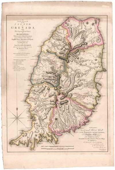 Neuer Plan der Insel Grenada von Paterson von William Faden
