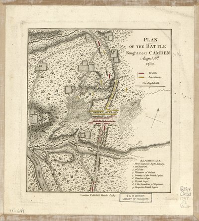 Plan der Schlacht bei Camden, 16. August von William Faden