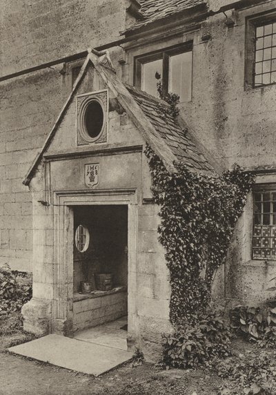 Tür, Veranda bei Cap Mill, Painswick, Gloucestershire (s/w Foto) von William Galsworthy Davie