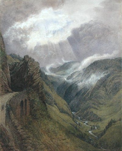 Auf Ruskins alter Straße zwischen Morez und Les Rousses, Jura von William Gersham Collingwood