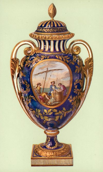Vase, Sèvres, bleu de roi, von Gustav III. an Katharina II. gegeben von William Gibb