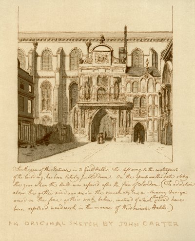 Südansicht des Eingangs zur Guildhall, City of London, 18. Jahrhundert von William Griggs