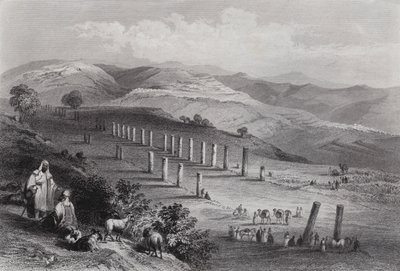Sebaste, die antike Stadt Samaria (Gravur) von William H. Bartlett