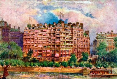 Das Savoy Hotel vom Fluss Thames aus gesehen, London, 1905 von William Harold Oakley