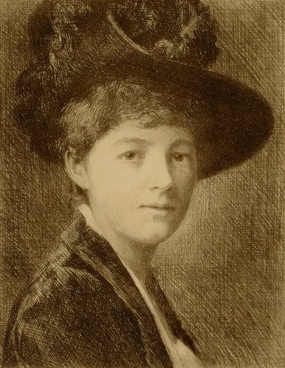 Ohne Titel (Frau mit Federhut) von William Harry Warren Bicknell