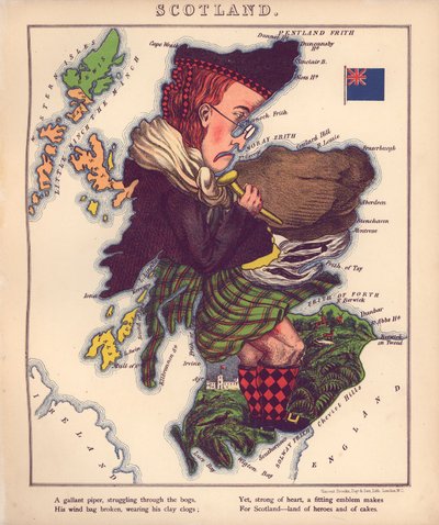 Geographischer Spaß - humorvolle Umrisse verschiedener Länder, mit einer Einführung und beschreibenden Zeilen von William Harvey