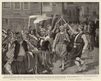 Armenien nach den Massakern, die Prozession des Bräutigams bei einer muslimischen Hochzeit in Adana von William Hatherell