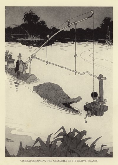 Krokodile in ihren heimischen Sümpfen filmen von William Heath Robinson