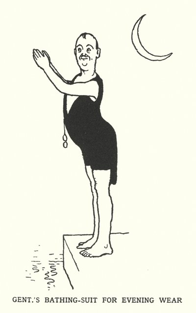 Herren-Badeanzug für den Abend (Lithografie) von William Heath Robinson