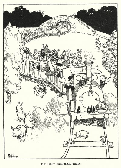 Illustration für Railway Ribaldry von W Heath Robinson von William Heath Robinson
