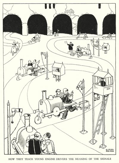 Illustration für Railway Ribaldry von W Heath Robinson von William Heath Robinson