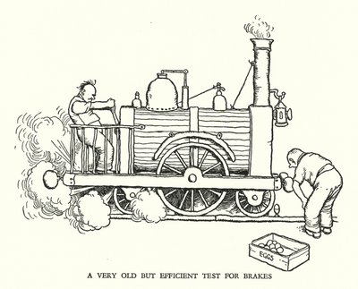 Illustration für Railway Ribaldry von W Heath Robinson (Lithografie) von William Heath Robinson