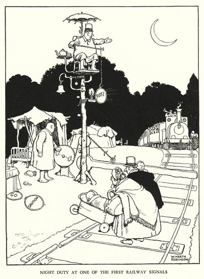 Illustration für Railway Ribaldry von W Heath Robinson von William Heath Robinson