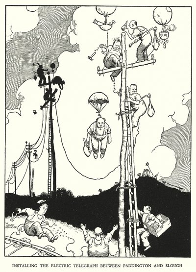 Illustration für Railway Ribaldry von W Heath Robinson (Lithografie) von William Heath Robinson