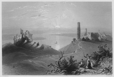 Sieben Kirchen von Clonmacnoise, am Shannon von William Henry (after) Bartlett