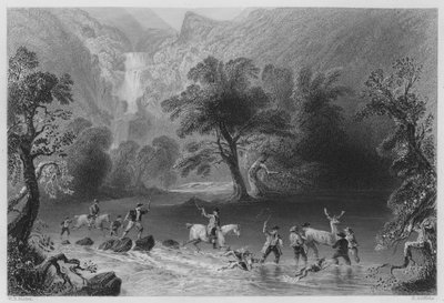 Fang eines Hirsches, nahe Derrycunnihy Cascade, Killarney (Stich) von William Henry (after) Bartlett