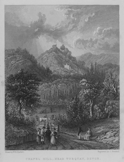 Chapel Hill, in der Nähe von Torquay, Devon (Stich) von William Henry Bartlett