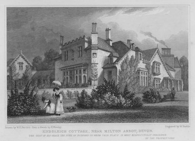 Endsleigh Cottage, nahe Milton Abbot, Devon (Stich) von William Henry Bartlett