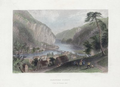Harpers Ferry (von der Potomac-Seite), veröffentlicht 1839 von William Henry Bartlett