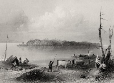 Navy Island, Niagara River, Ontario, Kanada, graviert von Charles Coulson (1815-89) von William Henry Bartlett