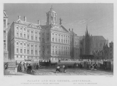 Palast und alte Kirche, Amsterdam (Stich) von William Henry Bartlett