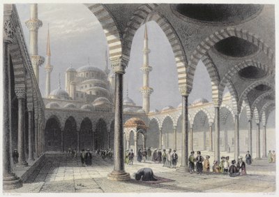 Der Hof der Moschee des Sultans Achmet, Istanbul, graviert von S. Fisher, um 1850 von William Henry Bartlett