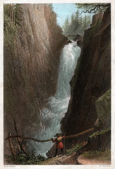 Wasserfälle der Aar (Stich, ca. 1850) von William Henry Bartlett