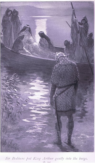 Sir Bedivere setzte König Arthur sanft in das Boot von William Henry Margetson