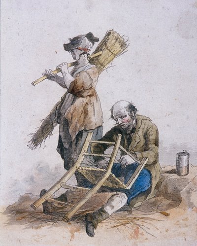 Zwei Stuhlreparierer, Provinzcharaktere, 1804 von William Henry Pyne